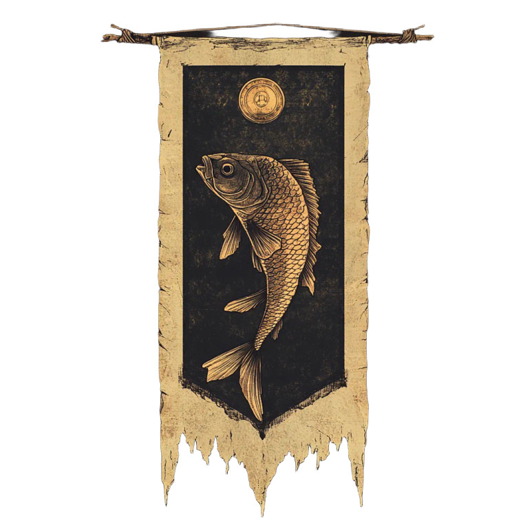 Fish Coin Banner Vinyl Car Decal Sticker – Waterproof & UV-Resistant 8"