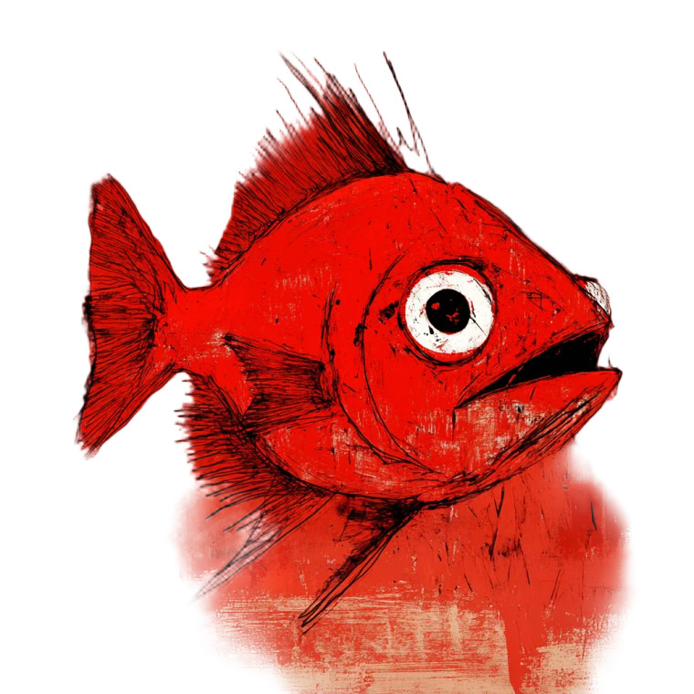 Red Deformed Fish Vinyl Car Decal Sticker – Waterproof & UV-Resistant 8"