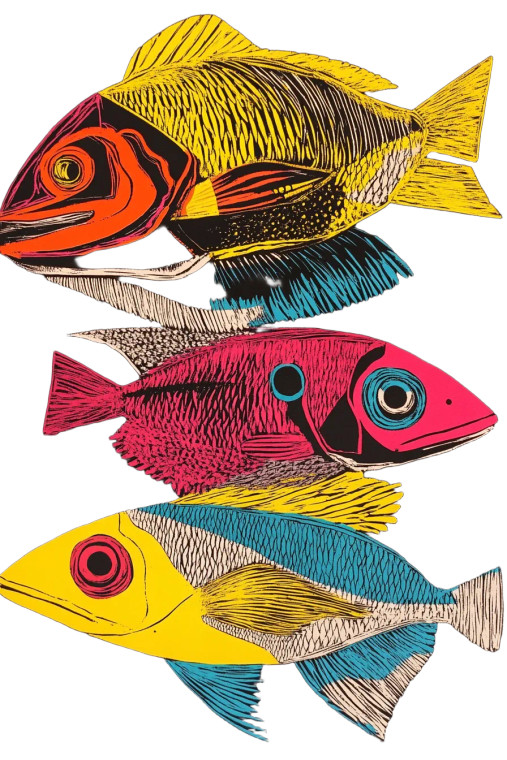 Tropical Fish Linoprint Vinyl Car Decal Sticker – Waterproof & UV-Resistant 8"