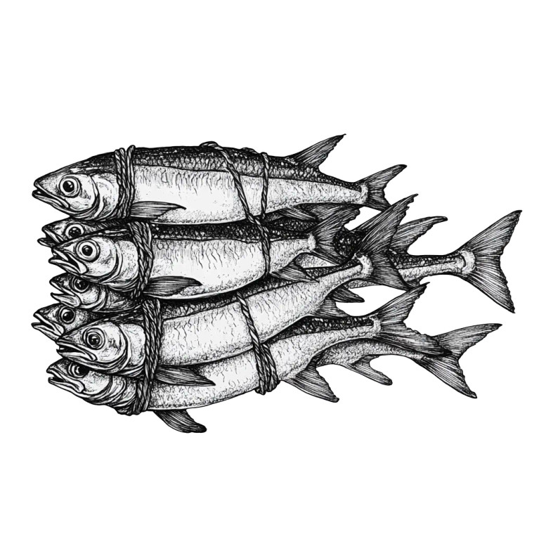 Sardine Bouquet Vinyl Car Decal Sticker – Waterproof & UV-Resistant 8"