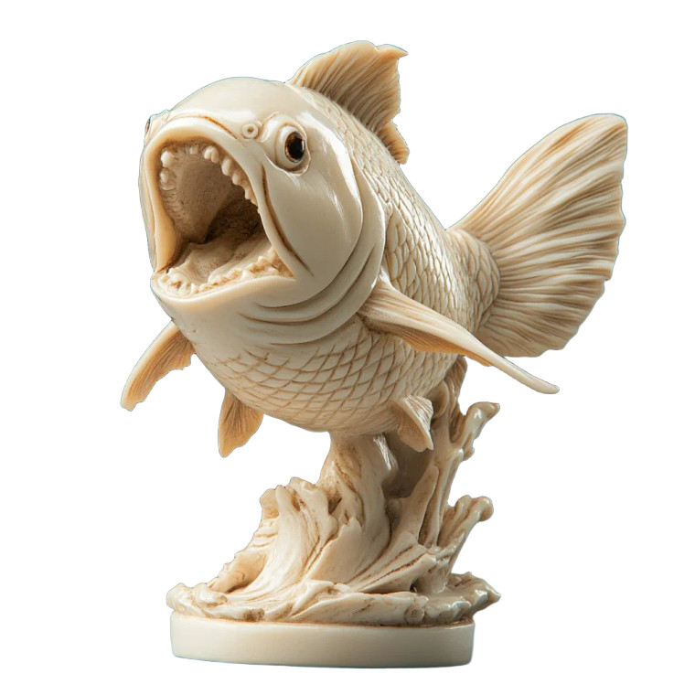 Ivory Piranha Figurine Vinyl Car Decal Sticker – Waterproof & UV-Resistant 8"