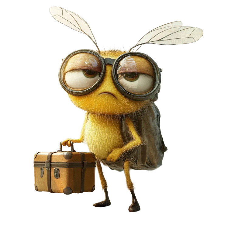 Sad Traveling Bee Vinyl Car Decal Sticker – Waterproof & UV-Resistant 8"