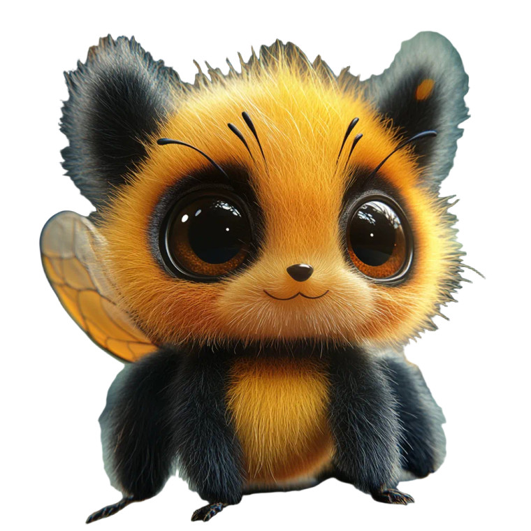 Fluffy Bee Mascot Vinyl Car Decal Sticker – Waterproof & UV-Resistant 8"