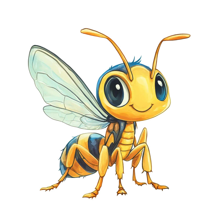 Friendly Animated Wasp Vinyl Car Decal Sticker – Waterproof & UV-Resistant 8"