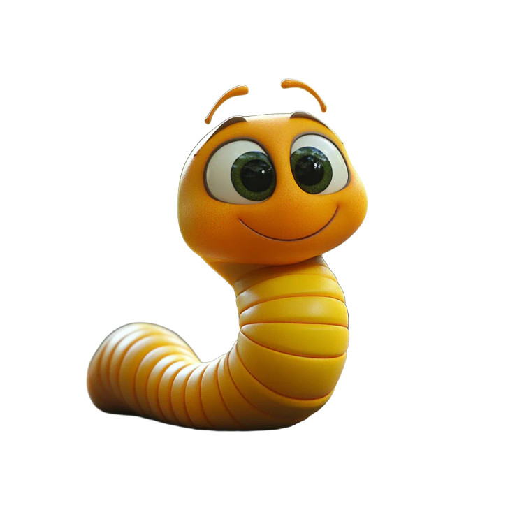Cute Cartoon Worm Vinyl Car Decal Sticker – Waterproof & UV-Resistant 8"