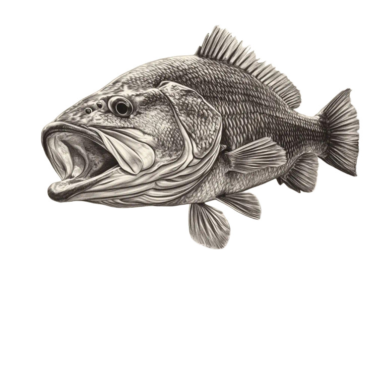 Largemouth Bass Sketch Vinyl Car Decal Sticker – Waterproof & UV-Resistant 8"