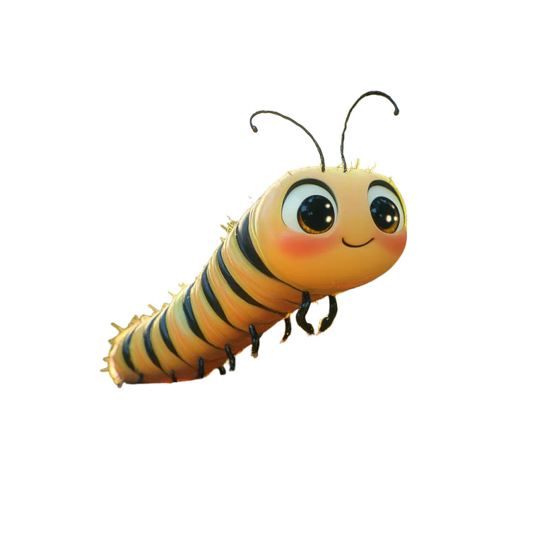 Cartoon Caterpillar Close-Up Vinyl Car Decal Sticker – Waterproof & UV-Resistant 8"