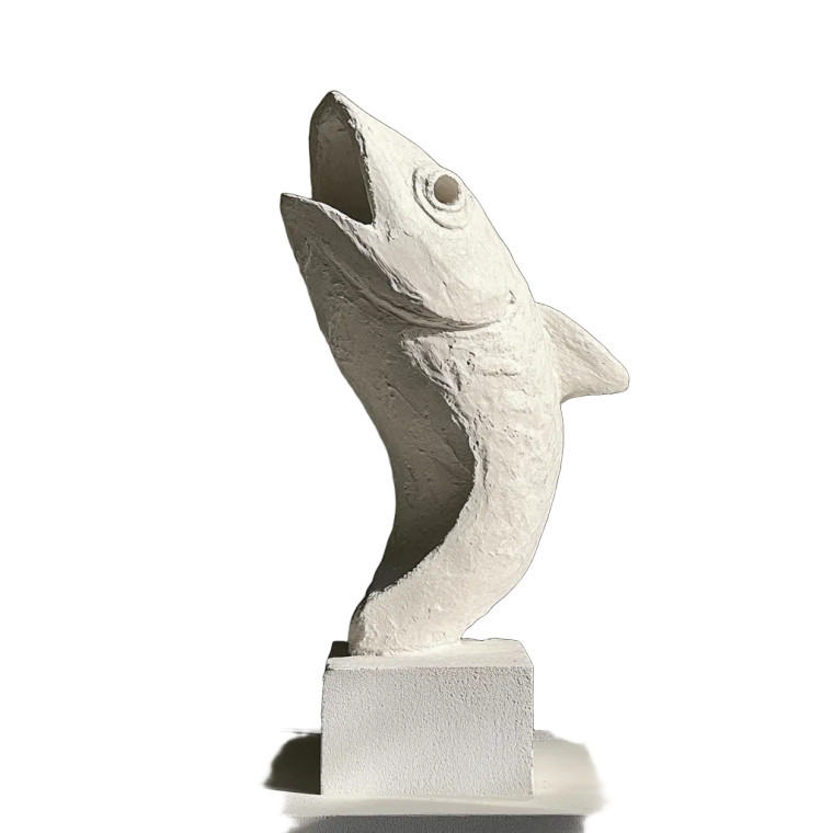 Brutalist Fish Sculpture Vinyl Car Decal Sticker – Waterproof & UV-Resistant 8"