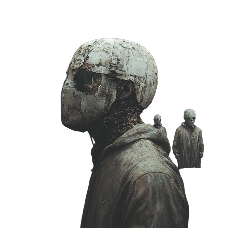 Dystopian Hooded Figures Vinyl Car Decal Sticker – Waterproof & UV-Resistant 8"