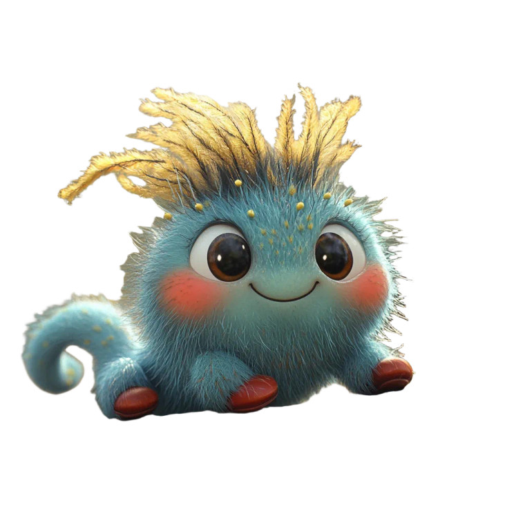 Blue Fluffy Caterpillar Vinyl Car Decal Sticker – Waterproof & UV-Resistant 8"