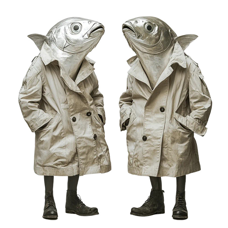 Silver Fish Trenchcoat Vinyl Car Decal Sticker – Waterproof & UV-Resistant 8"