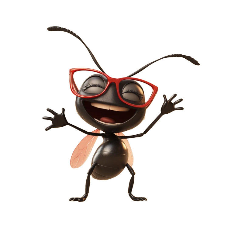 Joyful Ant Waving Vinyl Car Decal Sticker – Waterproof & UV-Resistant 8"