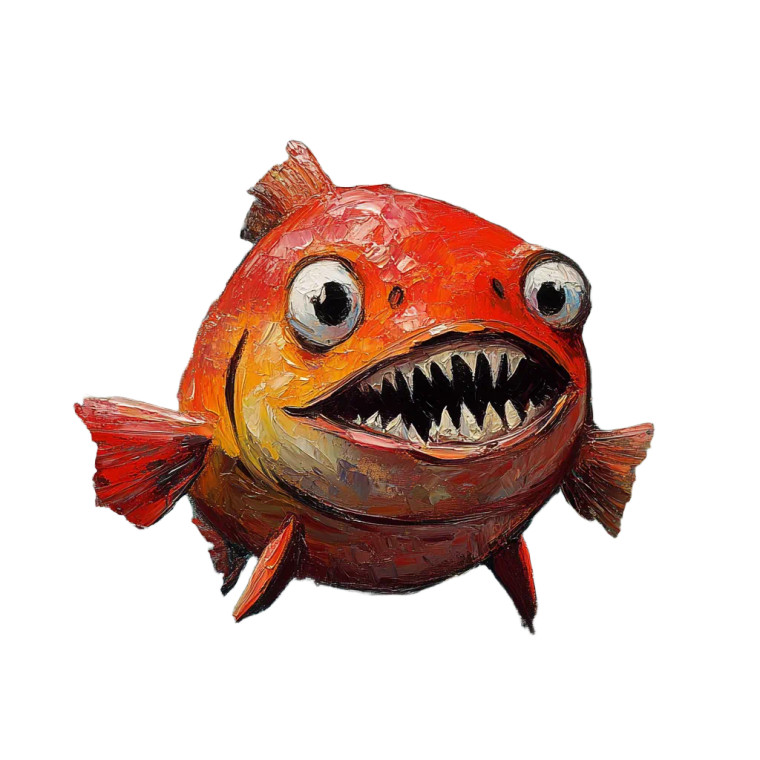 Chubby Cartoon Piranha Vinyl Car Decal Sticker – Waterproof & UV-Resistant 8"