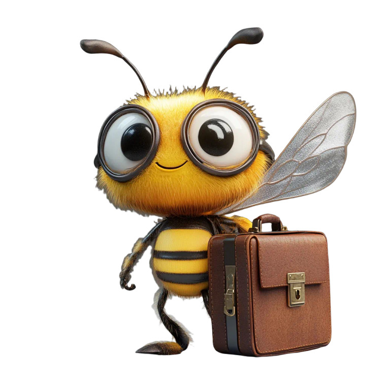 3D Bee Briefcase Vinyl Car Decal Sticker – Waterproof & UV-Resistant 8"