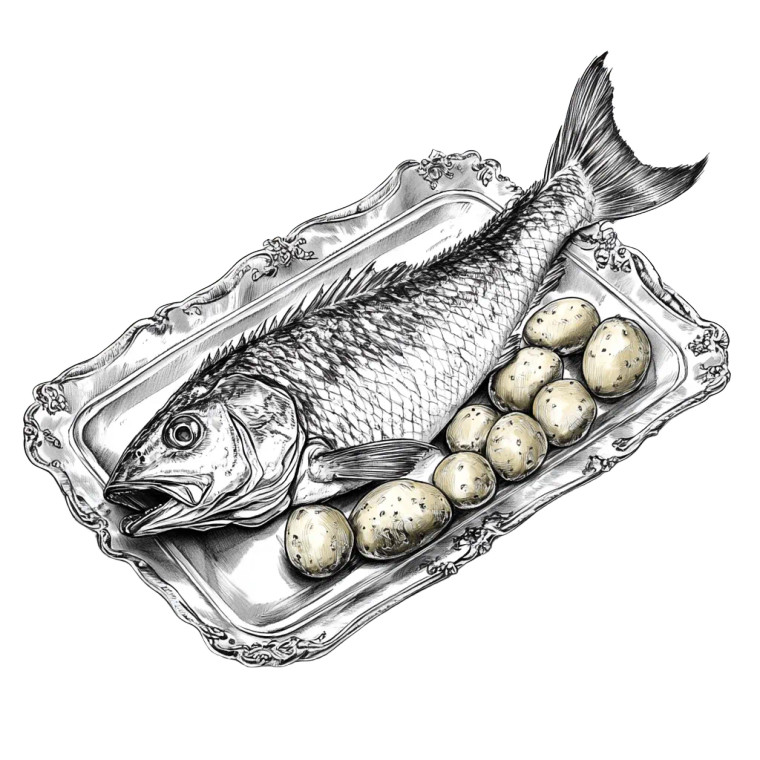 Baked Sturgeon Dish Vinyl Car Decal Sticker – Waterproof & UV-Resistant 8"