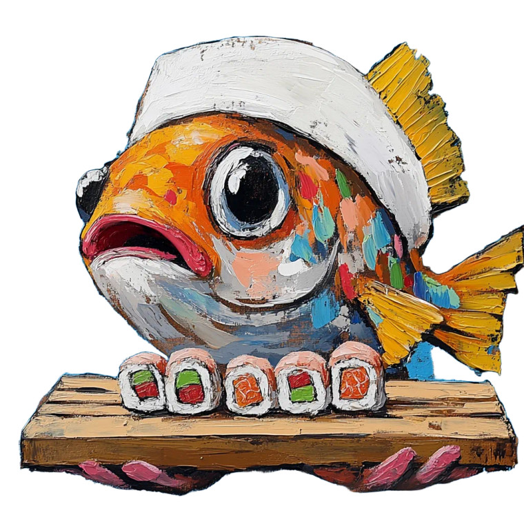 Sushi Chef Fish Vinyl Car Decal Sticker – Waterproof & UV-Resistant 8"