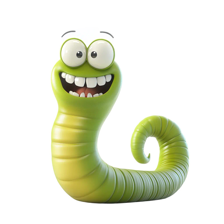 Green Inchworm Character Vinyl Car Decal Sticker – Waterproof & UV-Resistant 8"
