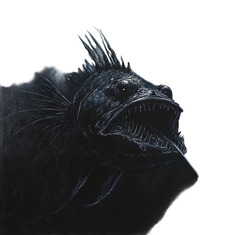 Dark Angler Fish Vinyl Car Decal Sticker – Waterproof & UV-Resistant 8"