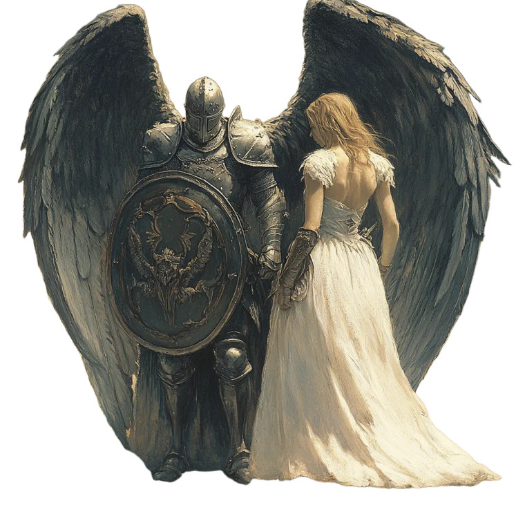 Knight Protecting Angel Vinyl Car Decal Sticker – Waterproof & UV-Resistant 8"