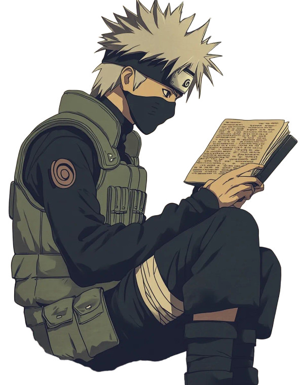 Kakashi Reading Retro Vinyl Car Decal Sticker – Waterproof & UV-Resistant 8"