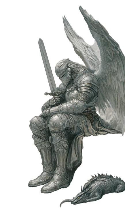 Silver Praying Knight Vinyl Car Decal Sticker – Waterproof & UV-Resistant 8"