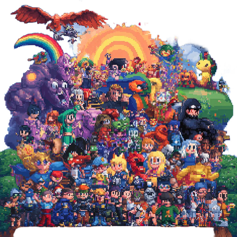 Rainbow Pixel Characters Vinyl Car Decal Sticker – Waterproof & UV-Resistant 8"