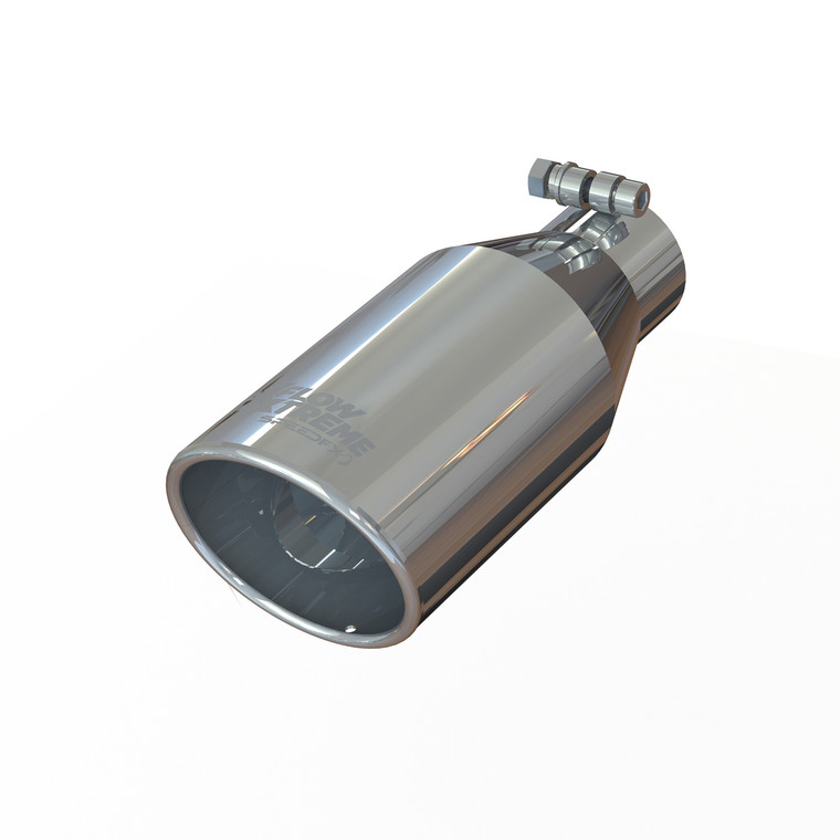 MaxFlow Xtreme Stainless Steel Exhaust Tip | 2-1/2" Inlet | 4-1/2" Outlet | Angle Cut | Double Wall