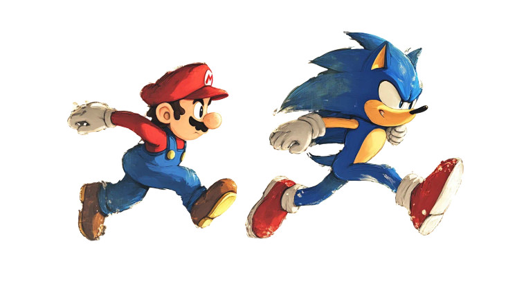 Mario Vs Sonic Race Vinyl Car Decal Sticker – Waterproof & UV-Resistant 8"