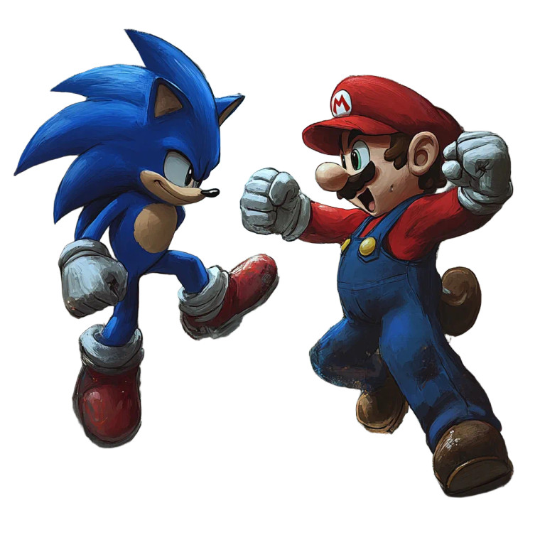 Sonic Vs Mario Vinyl Car Decal Sticker – Waterproof & UV-Resistant 8"