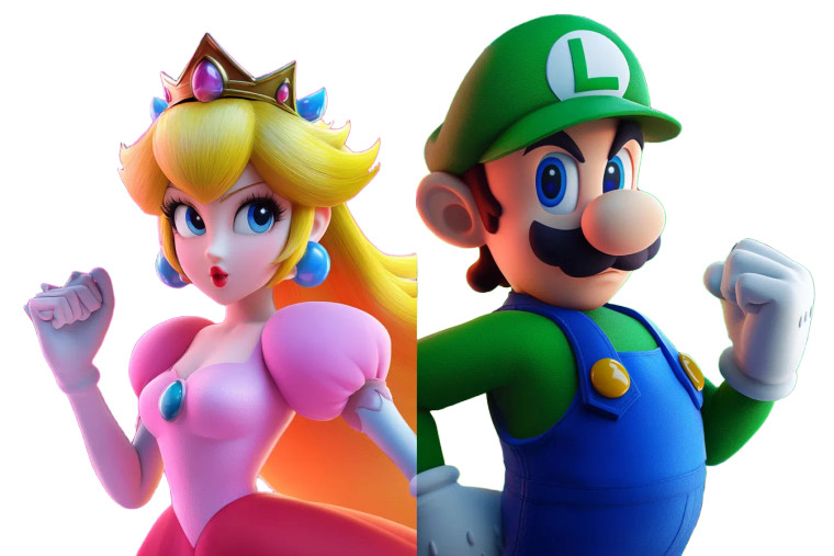 Peach & Luigi Split Vinyl Car Decal Sticker – Waterproof & UV-Resistant 8"