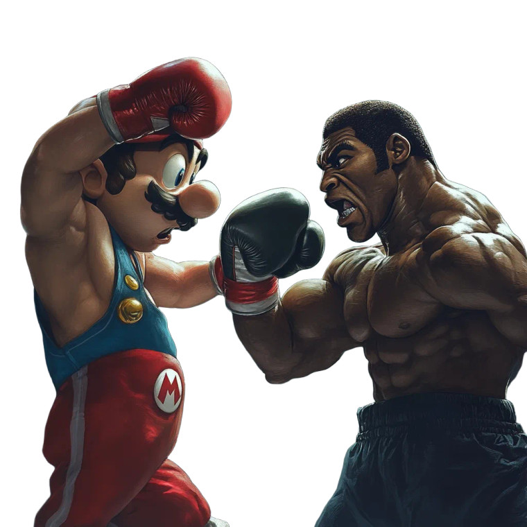 Mario Vs Tyson Vinyl Car Decal Sticker – Waterproof & UV-Resistant 8"