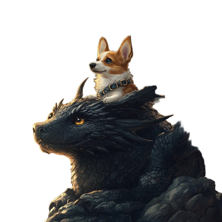 Corgi Riding Dragon Vinyl Car Decal Sticker – Waterproof & UV-Resistant 8"