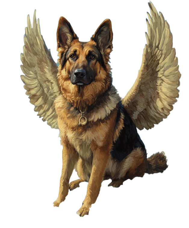 German Shepherd Angel Vinyl Car Decal Sticker – Waterproof & UV-Resistant 8"