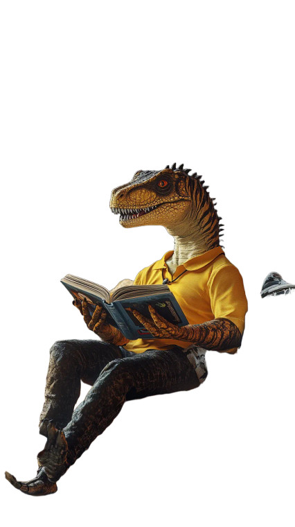 Velociraptor Reading Vinyl Car Decal Sticker – Waterproof & UV-Resistant 8"