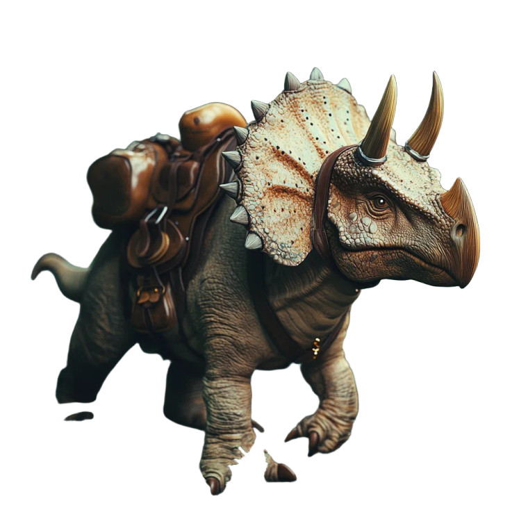 Saddled Triceratops Vinyl Car Decal Sticker – Waterproof & UV-Resistant 8"