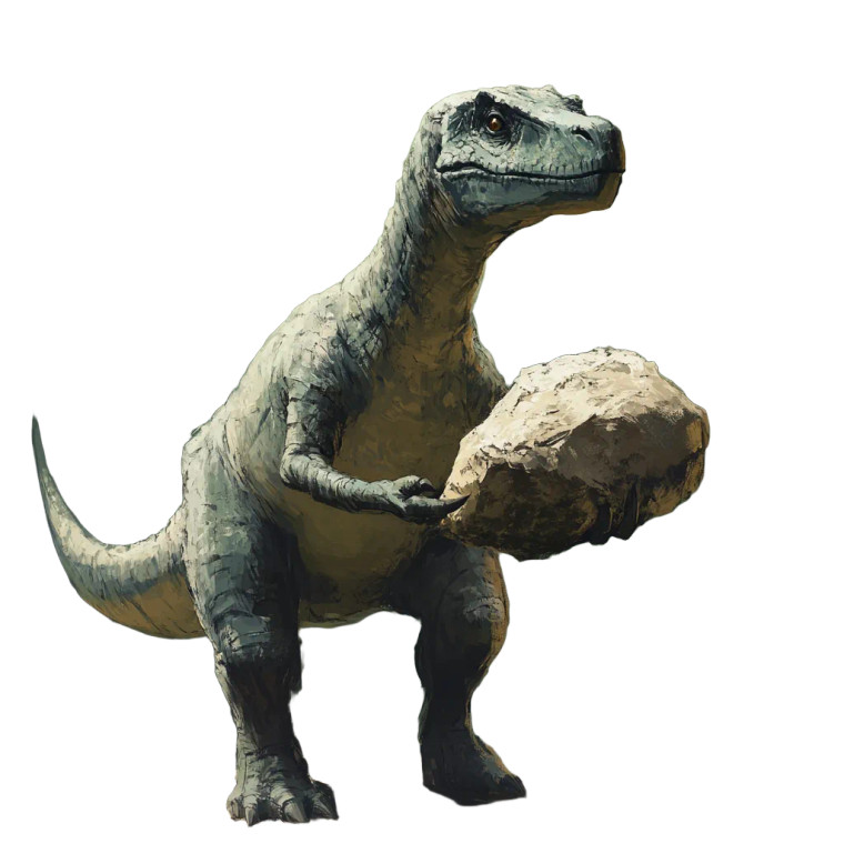 Dinosaur Holding Rock Vinyl Car Decal Sticker – Waterproof & UV-Resistant 8"