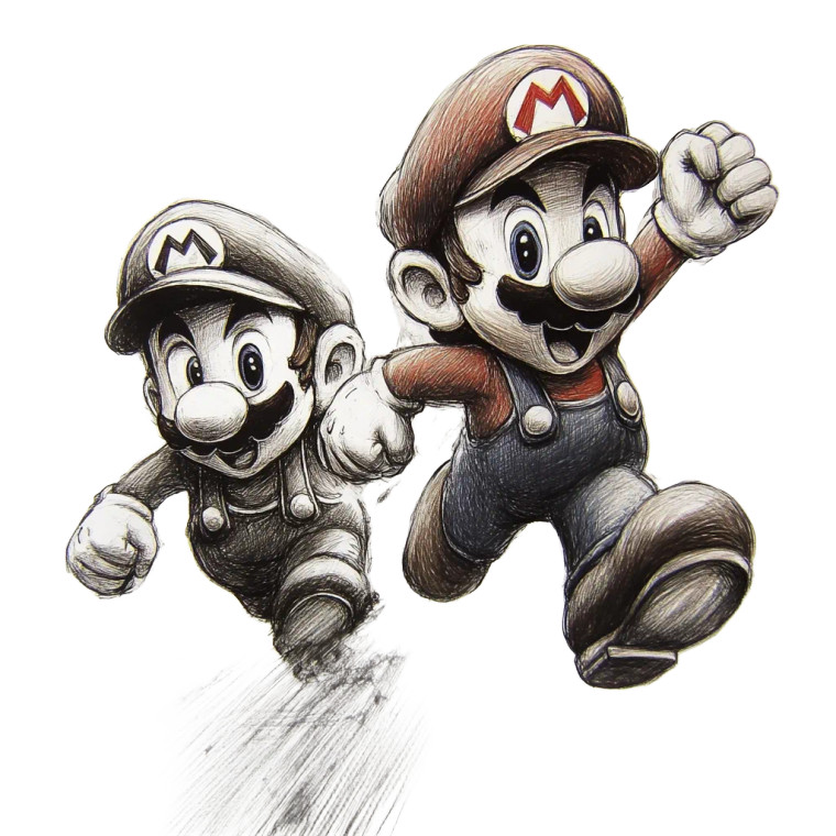 Mario Bros Sketch Vinyl Car Decal Sticker – Waterproof & UV-Resistant 8"