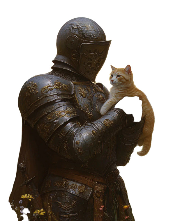 Knight With Cat V6 Vinyl Car Decal Sticker – Waterproof & UV-Resistant 8"