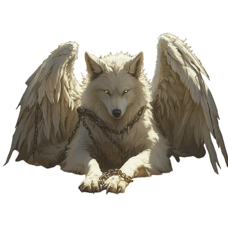 Chained Winged Wolf Vinyl Car Decal Sticker – Waterproof & UV-Resistant 8"