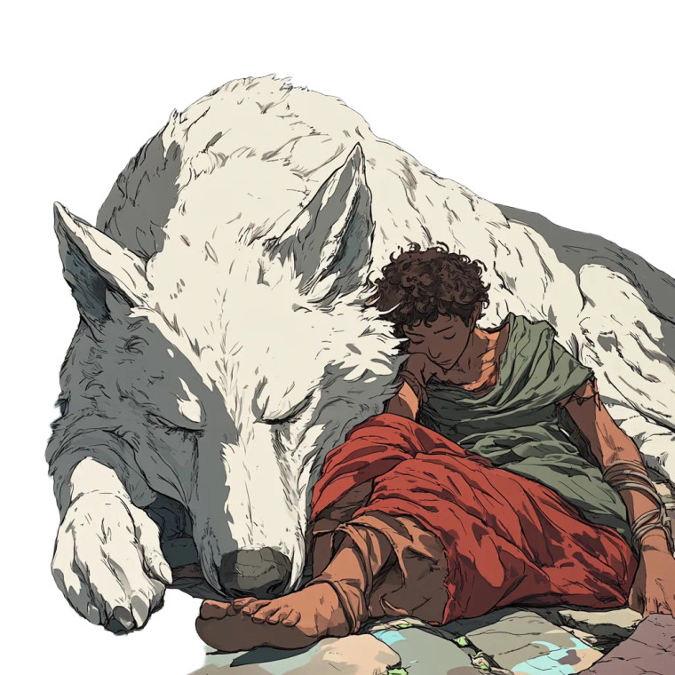 Armenian Boy With Wolfhound Vinyl Car Decal Sticker – Waterproof & UV-Resistant 8"