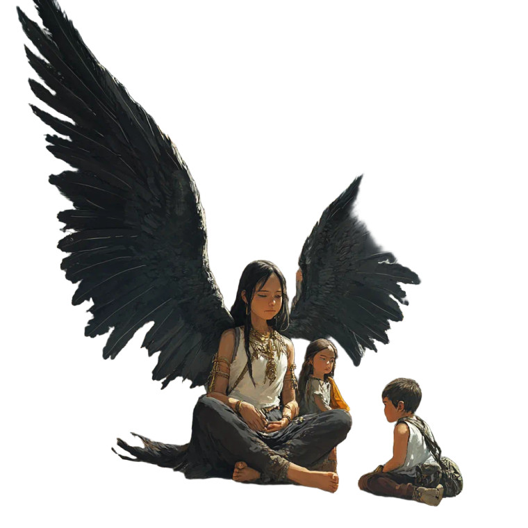 Winged Girl Scene Vinyl Car Decal Sticker – Waterproof & UV-Resistant 8"