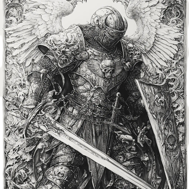 Dying Knight Engraving Vinyl Car Decal Sticker – Waterproof & UV-Resistant 8"