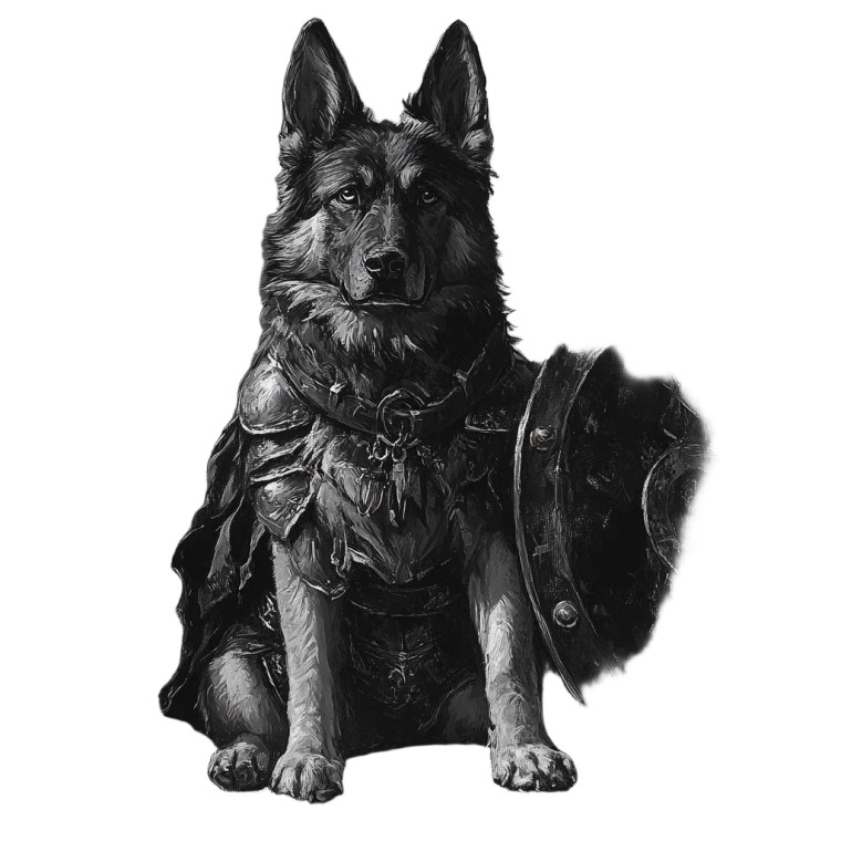 Medieval Guard Dog Vinyl Car Decal Sticker – Waterproof & UV-Resistant 8"