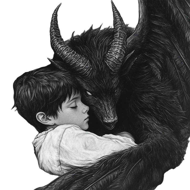 Baphomet Guarding Boy Vinyl Car Decal Sticker – Waterproof & UV-Resistant 8"