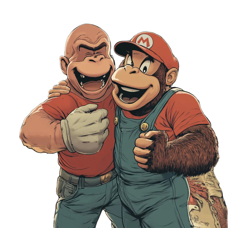 Bald Mario & Dk Vinyl Car Decal Sticker – Waterproof & UV-Resistant 8"