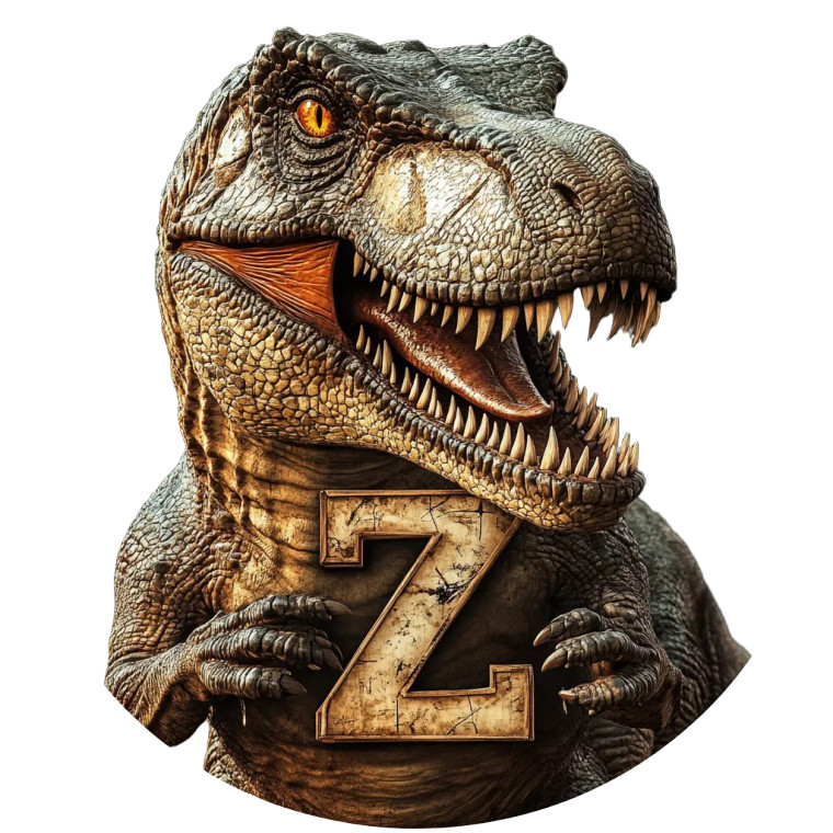 T-Rex With 'Z' Vinyl Car Decal Sticker – Waterproof & UV-Resistant 8"