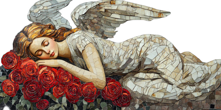 Sleeping Angel Mosaic Vinyl Car Decal Sticker – Waterproof & UV-Resistant 8"