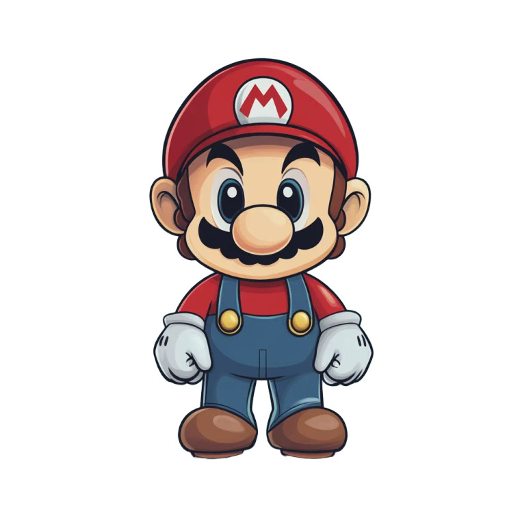 Minimalist Chibi Mario Vinyl Car Decal Sticker – Waterproof & UV-Resistant 8"