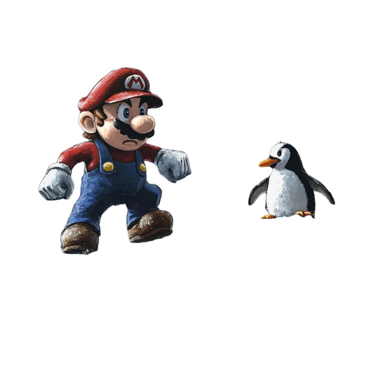 Dark Mario Throwing Penguin Vinyl Car Decal Sticker – Waterproof & UV-Resistant 8"