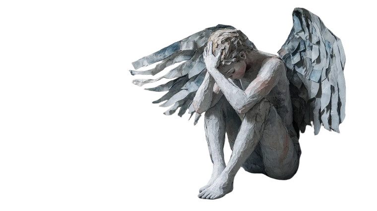 Broken Angel Sculpture Vinyl Car Decal Sticker – Waterproof & UV-Resistant 8"